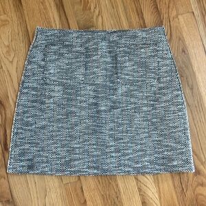 LOFT Black/White Elastic Waist Lined Skirt, Size Large